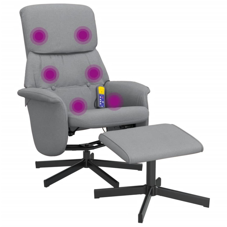 Sillón reclinable de masaje con reposapiés tela gris