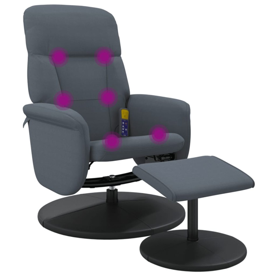 Sillón reclinable masaje con reposapiés terciopelo gris