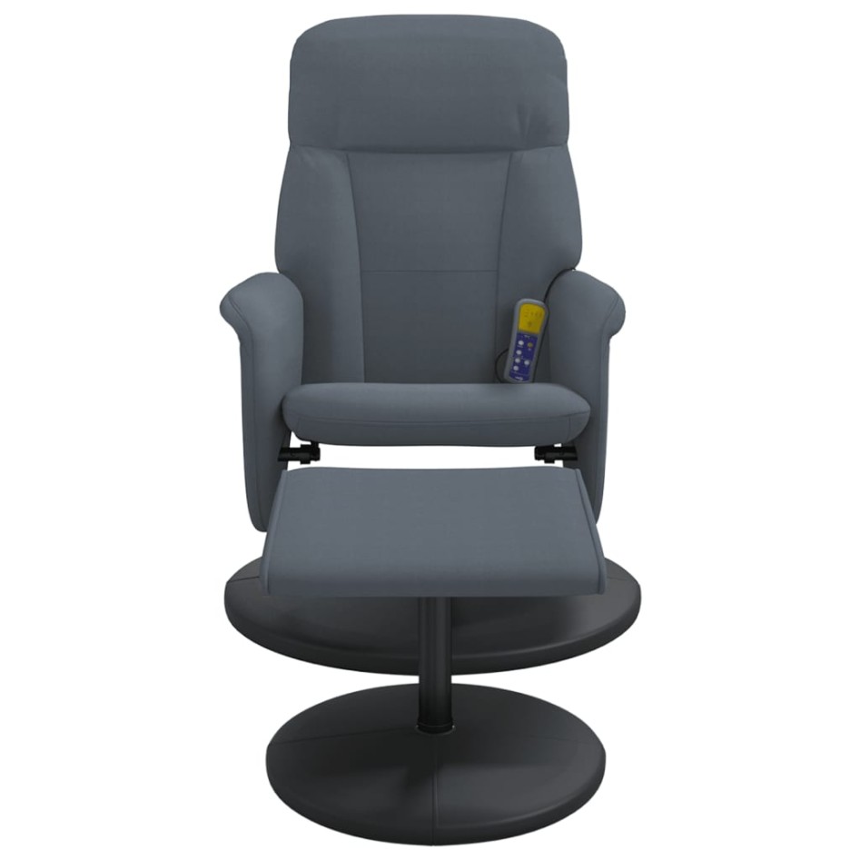 Sillón reclinable masaje con reposapiés terciopelo gris