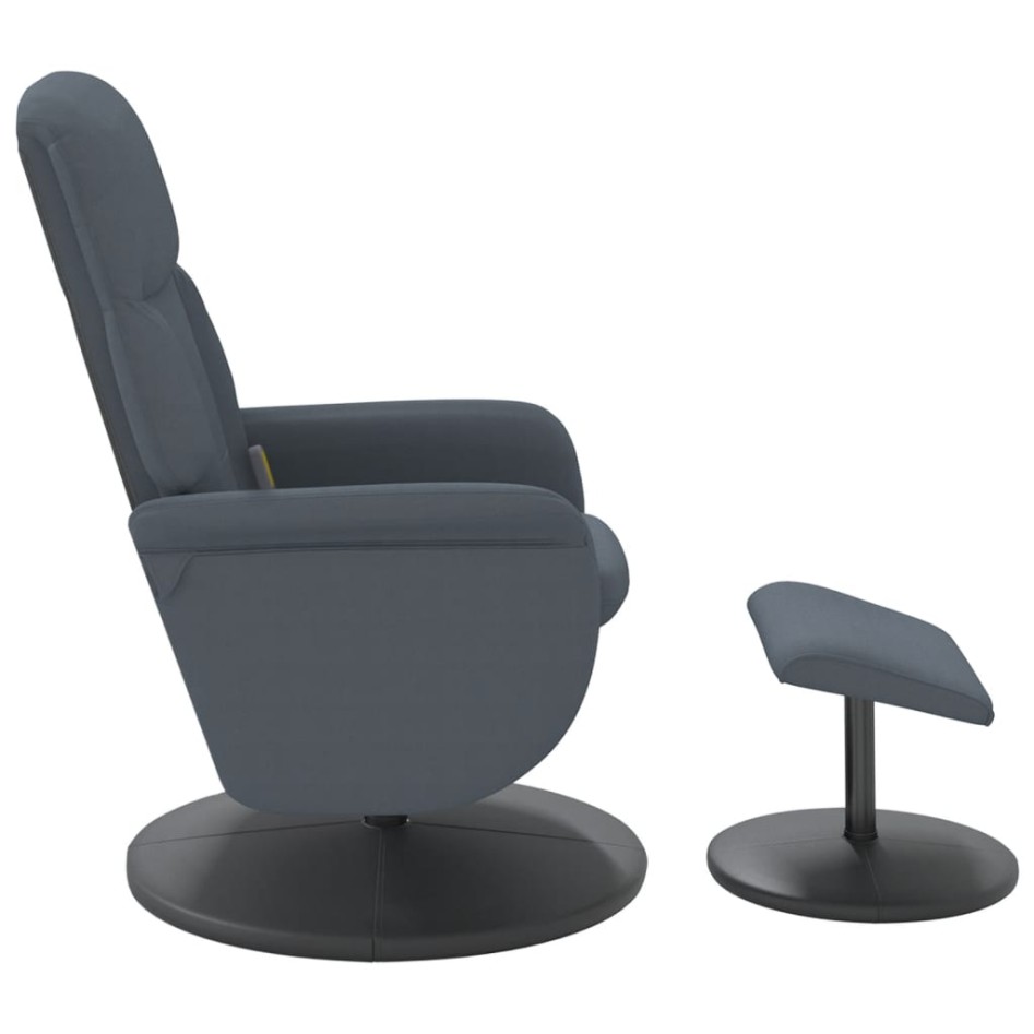 Sillón reclinable masaje con reposapiés terciopelo gris