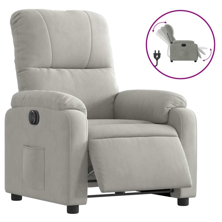 Sillón reclinable eléctrico tela de microfibra gris