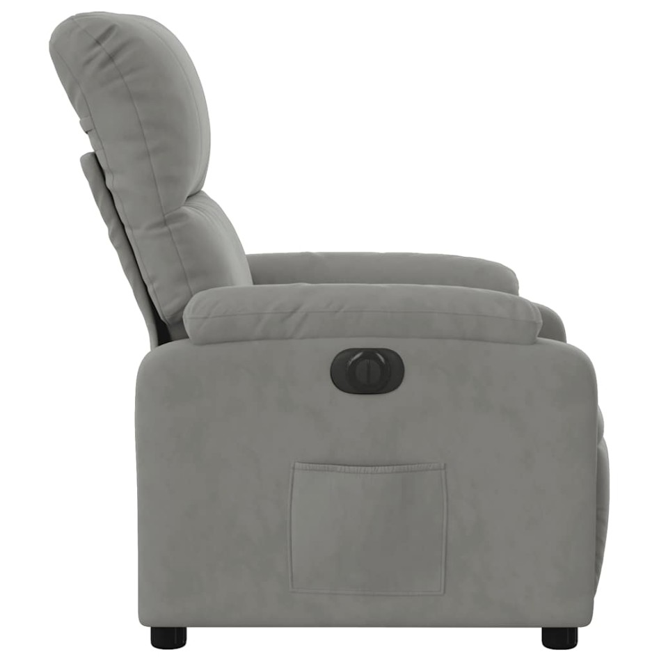 Sillón reclinable eléctrico tela de microfibra gris