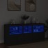 Aparador con luces LED negro 162x37x67