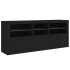 Aparador con luces LED negro 162x37x67