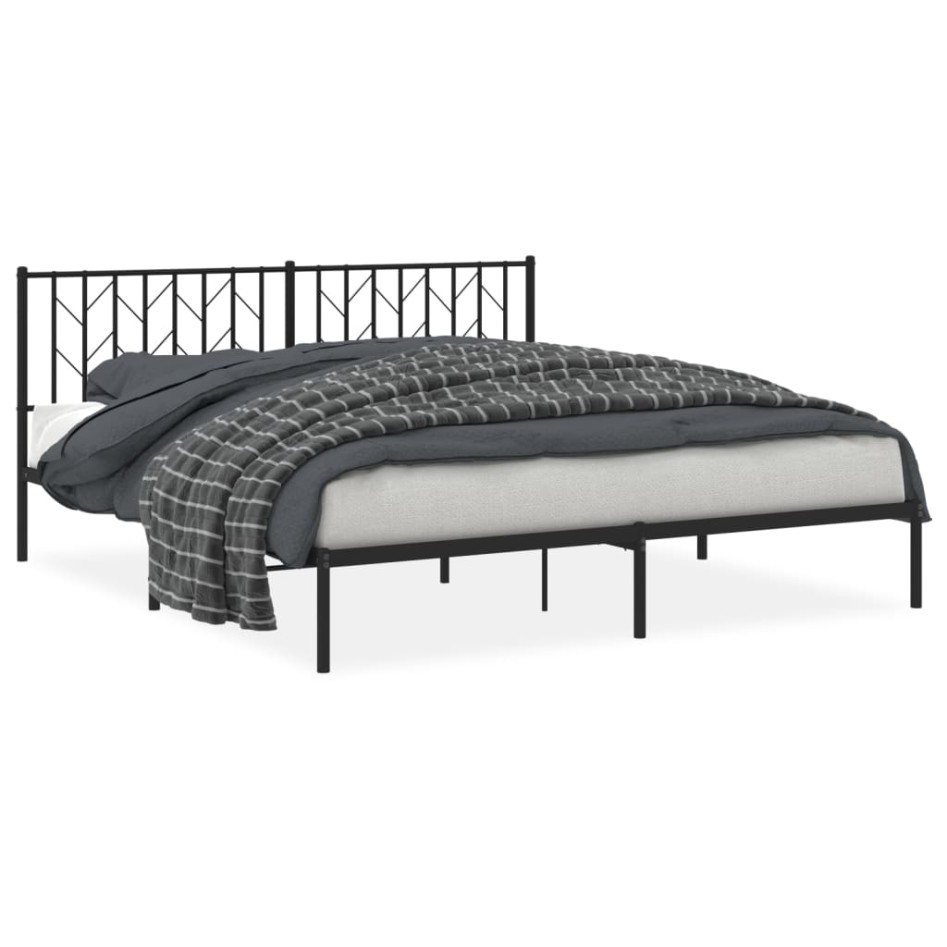Estructura cama sin colchón con cabecero metal negro 183x213