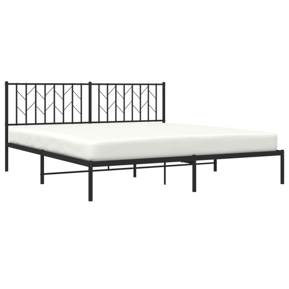 Estructura cama sin colchón con cabecero metal negro 183x213