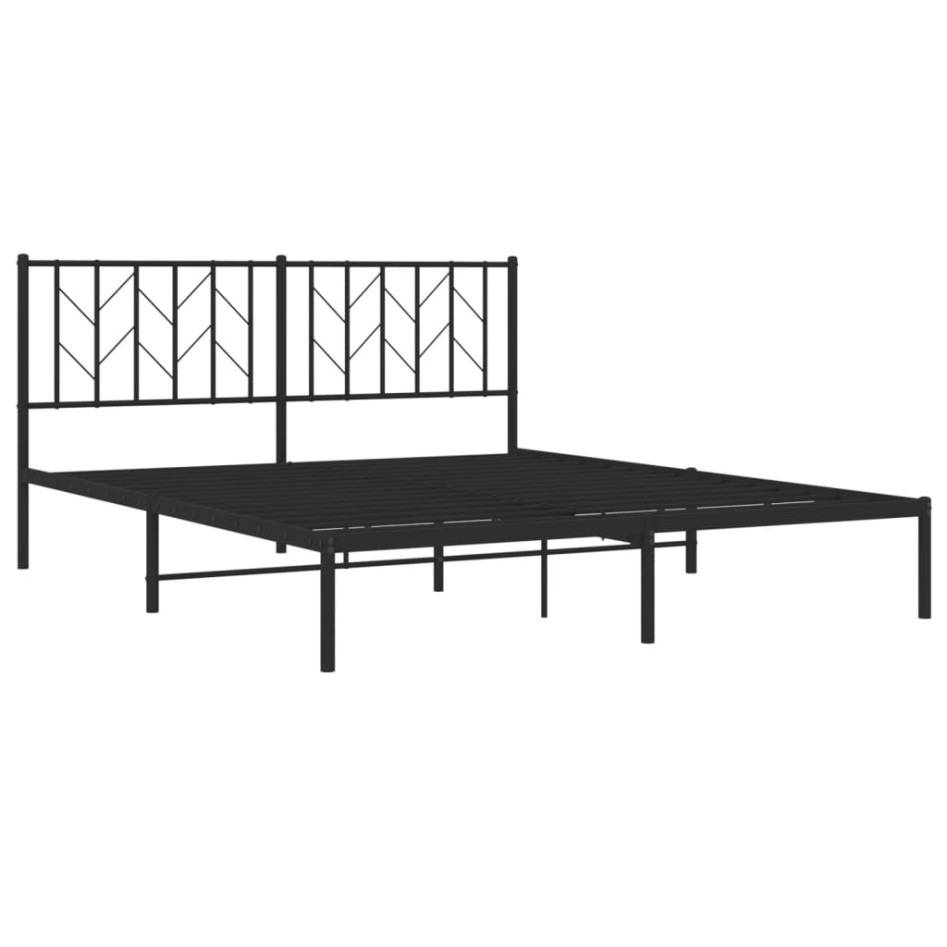 Estructura cama sin colchón con cabecero metal negro 160x200
