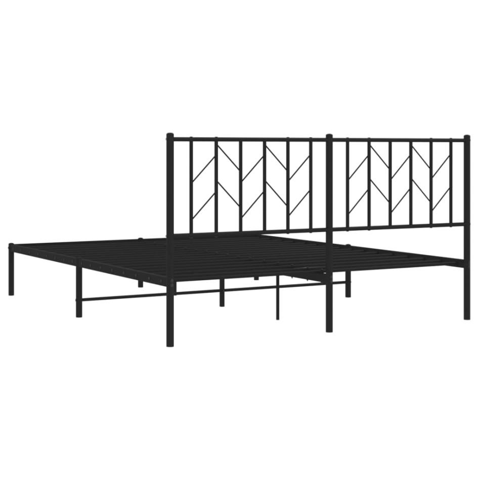 Estructura cama sin colchón con cabecero metal negro 160x200