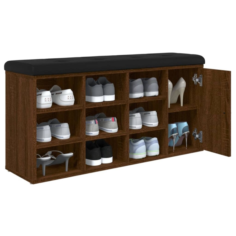 Banco zapatero madera de ingeniería marrón roble 102x32x50