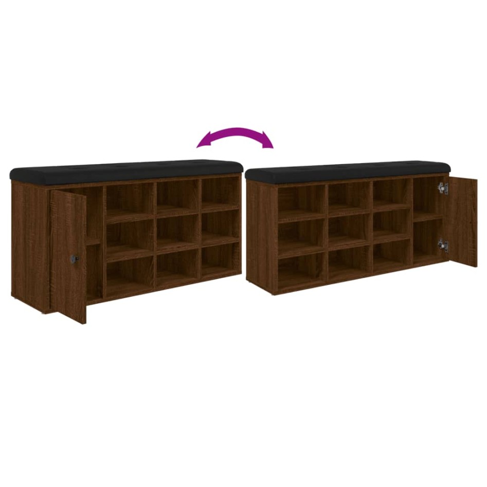 Banco zapatero madera de ingeniería marrón roble 102x32x50