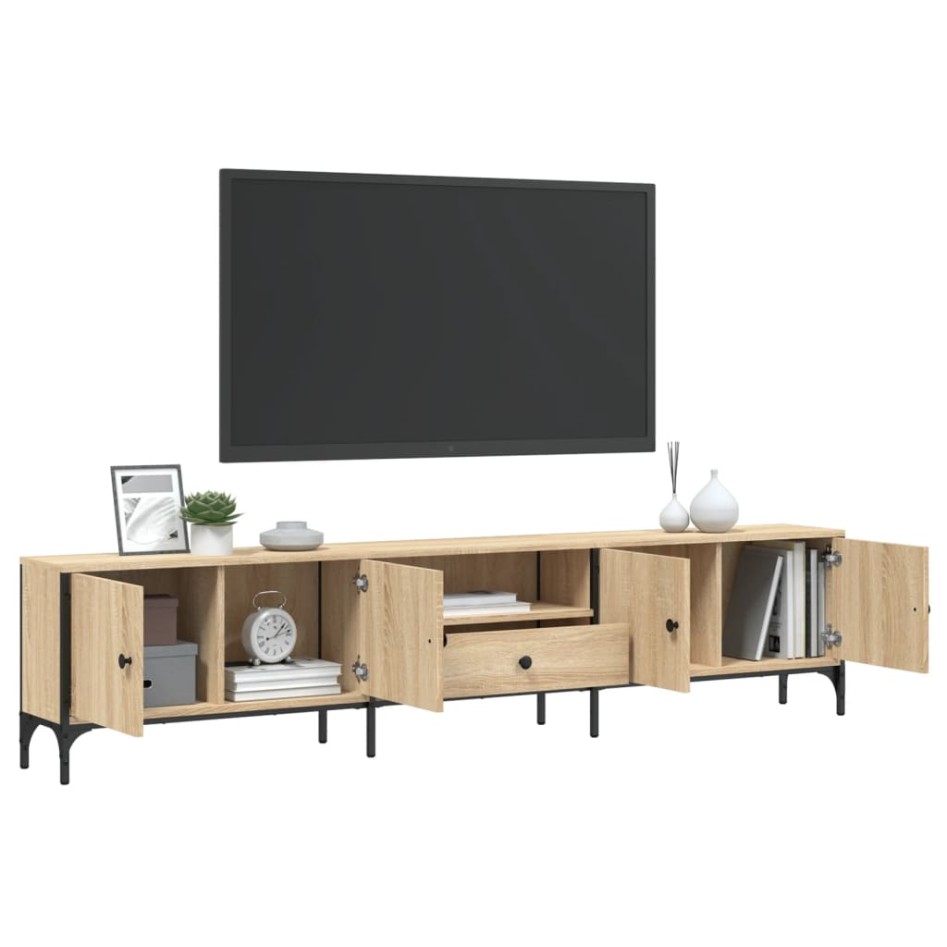 Mueble de TV cajón madera ingeniería roble Sonoma 200x25x44