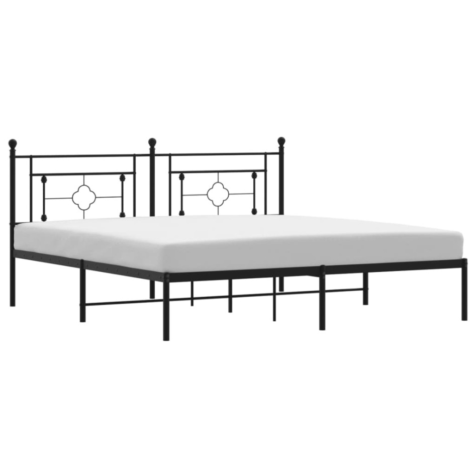 Estructura cama sin colchón con cabecero metal negro 183x213