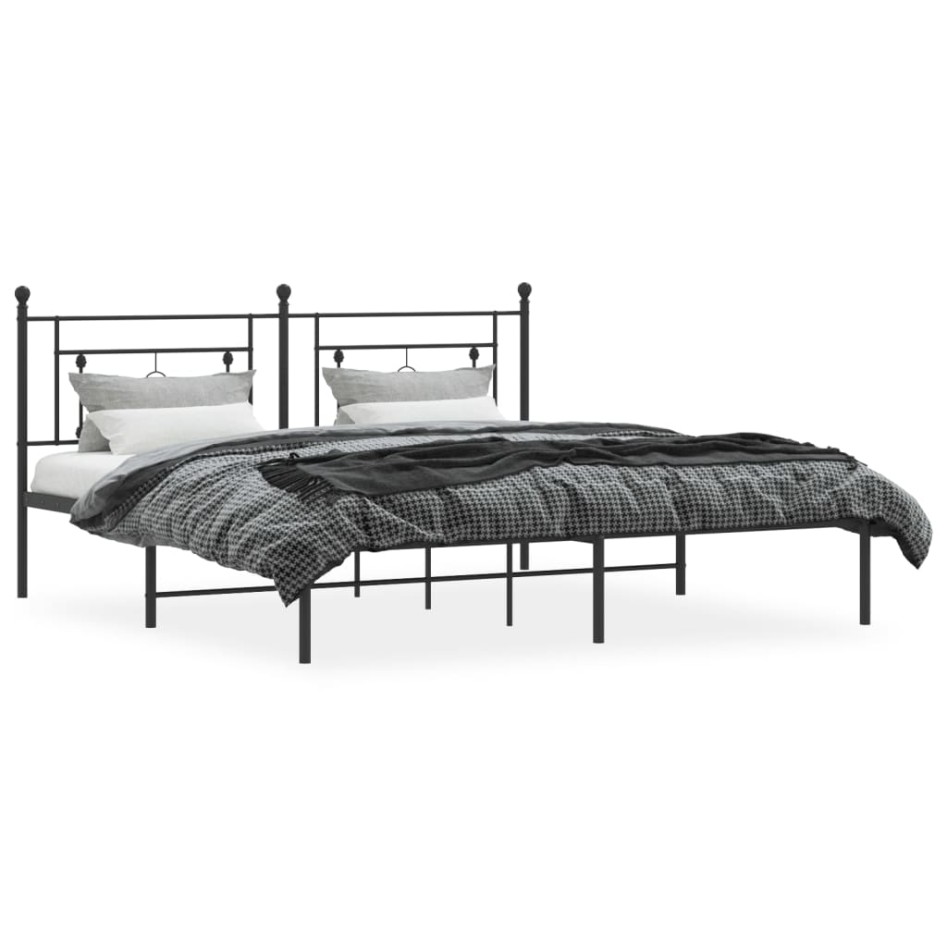 Estructura cama sin colchón con cabecero metal negro 183x213