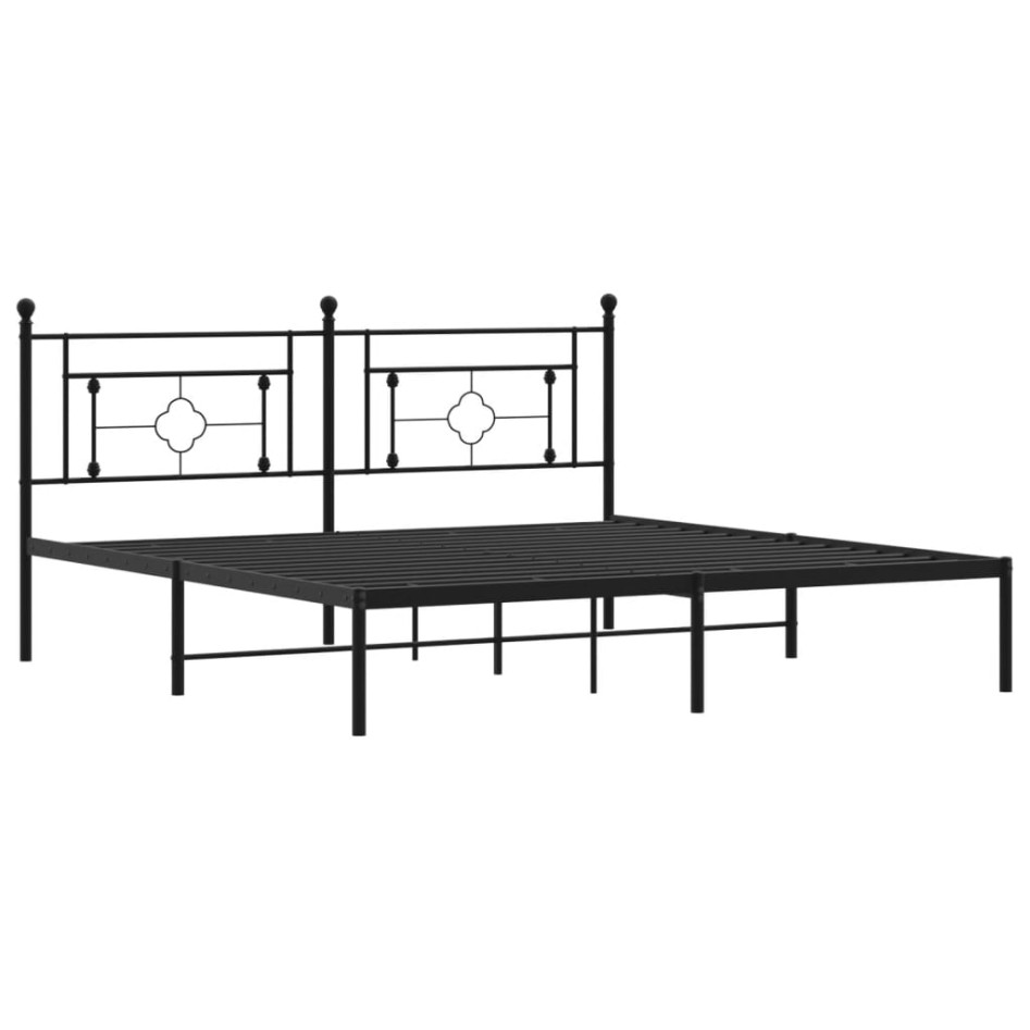 Estructura cama sin colchón con cabecero metal negro 183x213