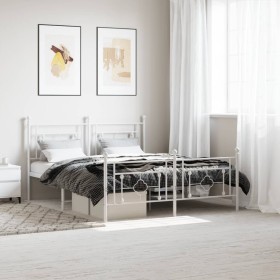 Estructura cama sin colchón con estribo metal blanco 160x200