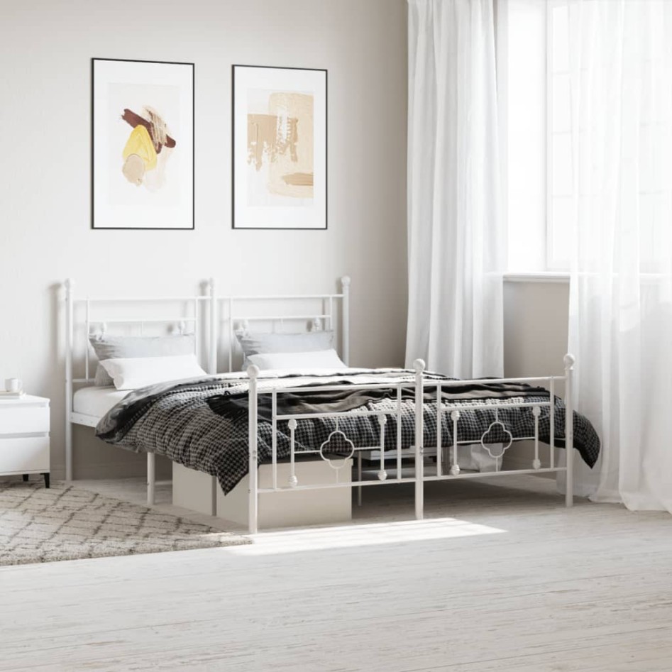 Estructura cama sin colchón con estribo metal blanco 160x200
