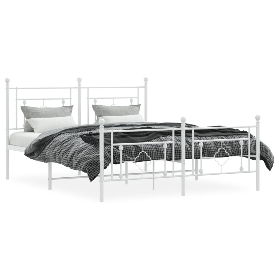 Estructura cama sin colchón con estribo metal blanco 160x200