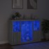 Aparador con luz LED 3 pzas madera de ingeniería gris