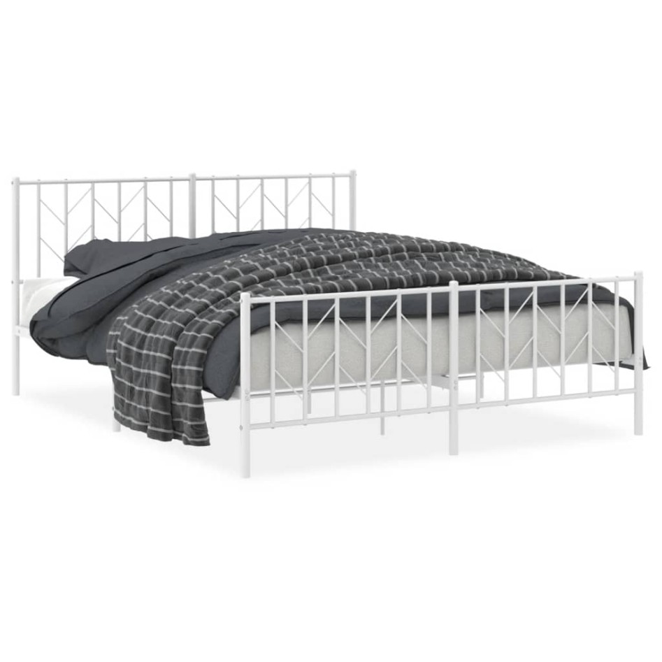 Estructura cama sin colchón con estribo metal blanco 160x200