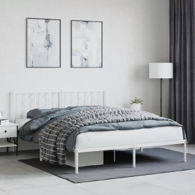 Estructura cama sin colchón con cabecero metal blanco
