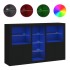 Aparador con luces LED negro 162x37x100