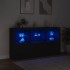 Aparador con luces LED negro 181,5x37x100