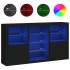Aparador con luces LED negro 181,5x37x100