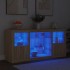 Aparador con luces LED roble Sonoma 142,5x37x67