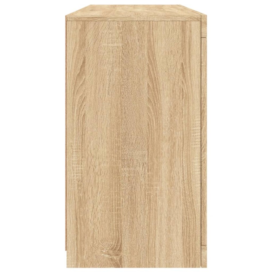 Aparador con luces LED roble Sonoma 142,5x37x67