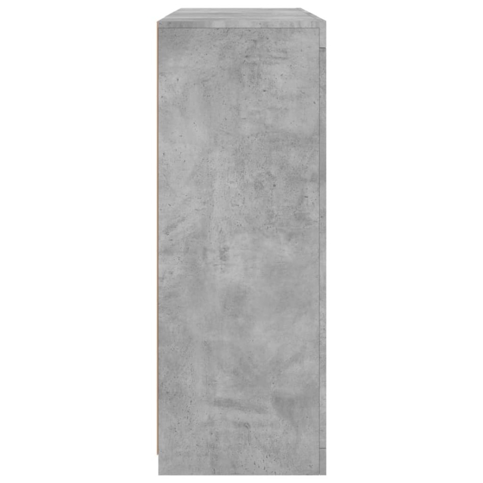 Aparador con luz LED 3 pzas madera de ingeniería gris