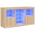 Aparador con luces LED roble Sonoma 123x37x67