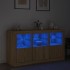 Aparador con luces LED roble Sonoma 123x37x67