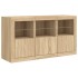 Aparador con luces LED roble Sonoma 123x37x67