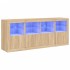 Aparador con luces LED roble Sonoma 163x37x67