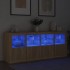 Aparador con luces LED roble Sonoma 163x37x67