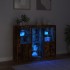Aparador con luz LED 3 pzas madera de ingeniería roble