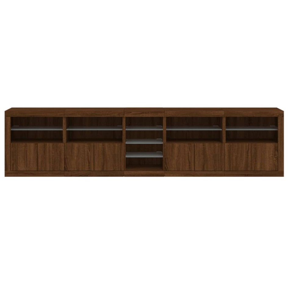 Aparador con luces LED roble marrón 283x37x67