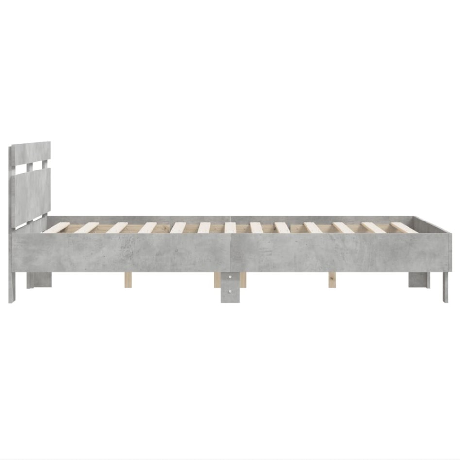 Cama con cabecero madera de ingeniería gris hormigón 135x190
