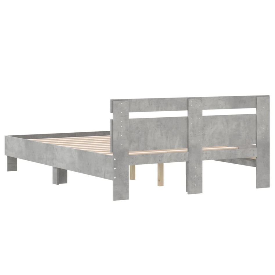 Cama con cabecero madera de ingeniería gris hormigón 135x190