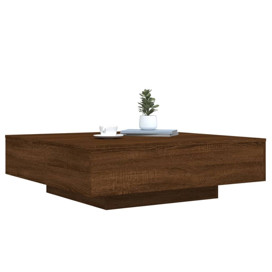 Mesa de centro madera de ingeniería roble marrón 100x100x31