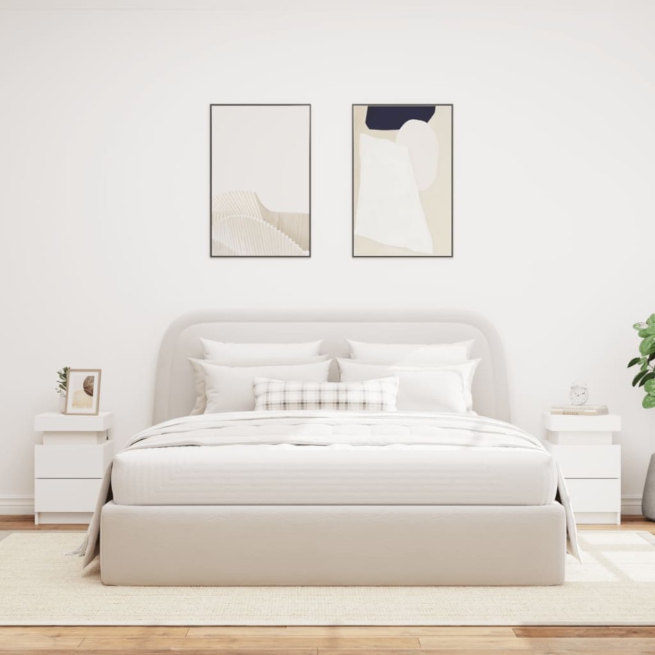 Mesitas de noche con luces LED 2 unidades blanco 35x39x55