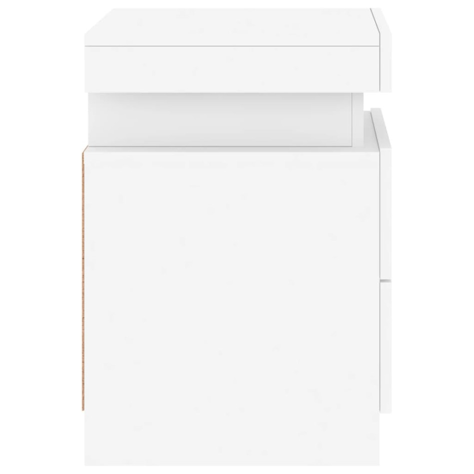 Mesitas de noche con luces LED 2 unidades blanco 35x39x55