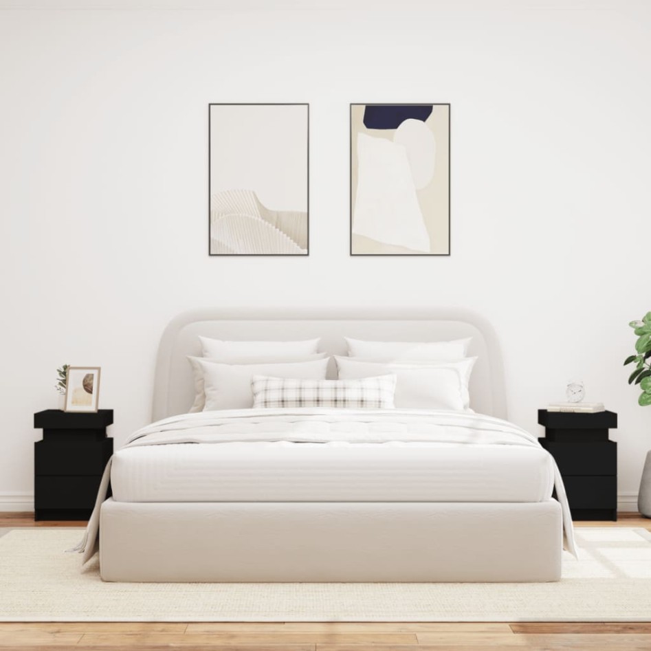 Mesitas de noche con luces LED 2 unidades negro 35x39x55