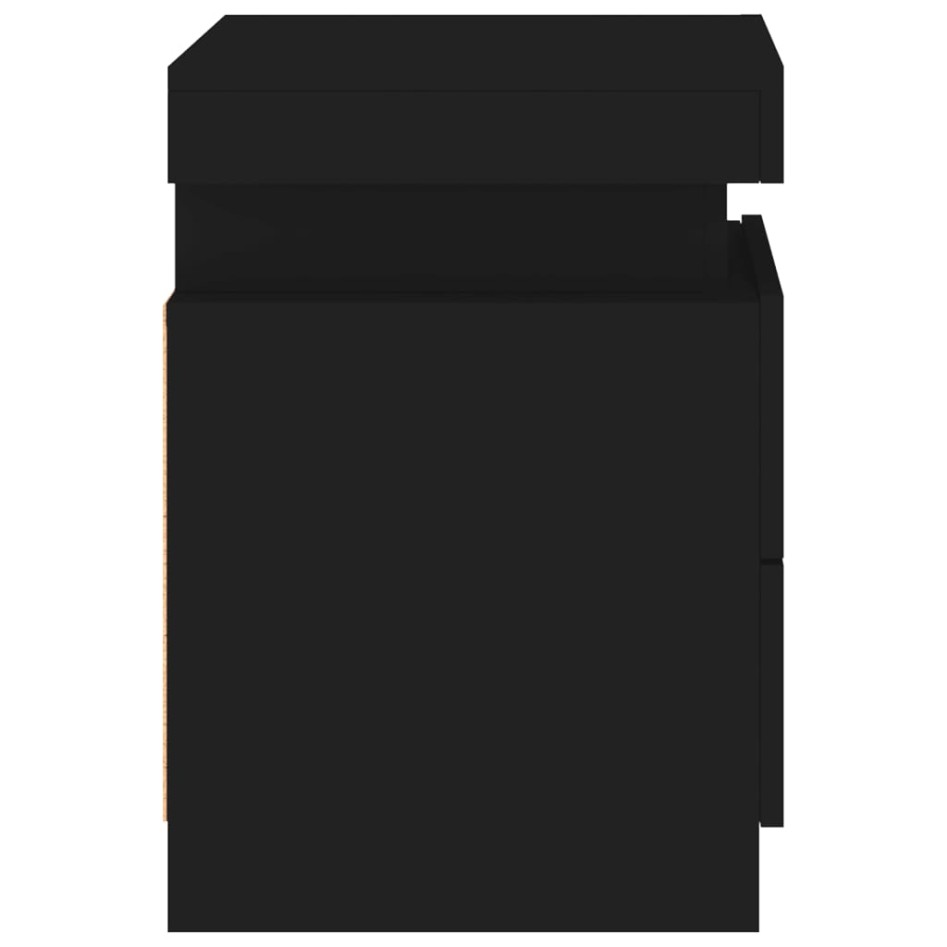 Mesitas de noche con luces LED 2 unidades negro 35x39x55