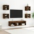 Muebles TV pared con LED 7 pzas madera ingeniería roble