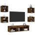 Muebles TV pared con LED 7 pzas madera ingeniería roble