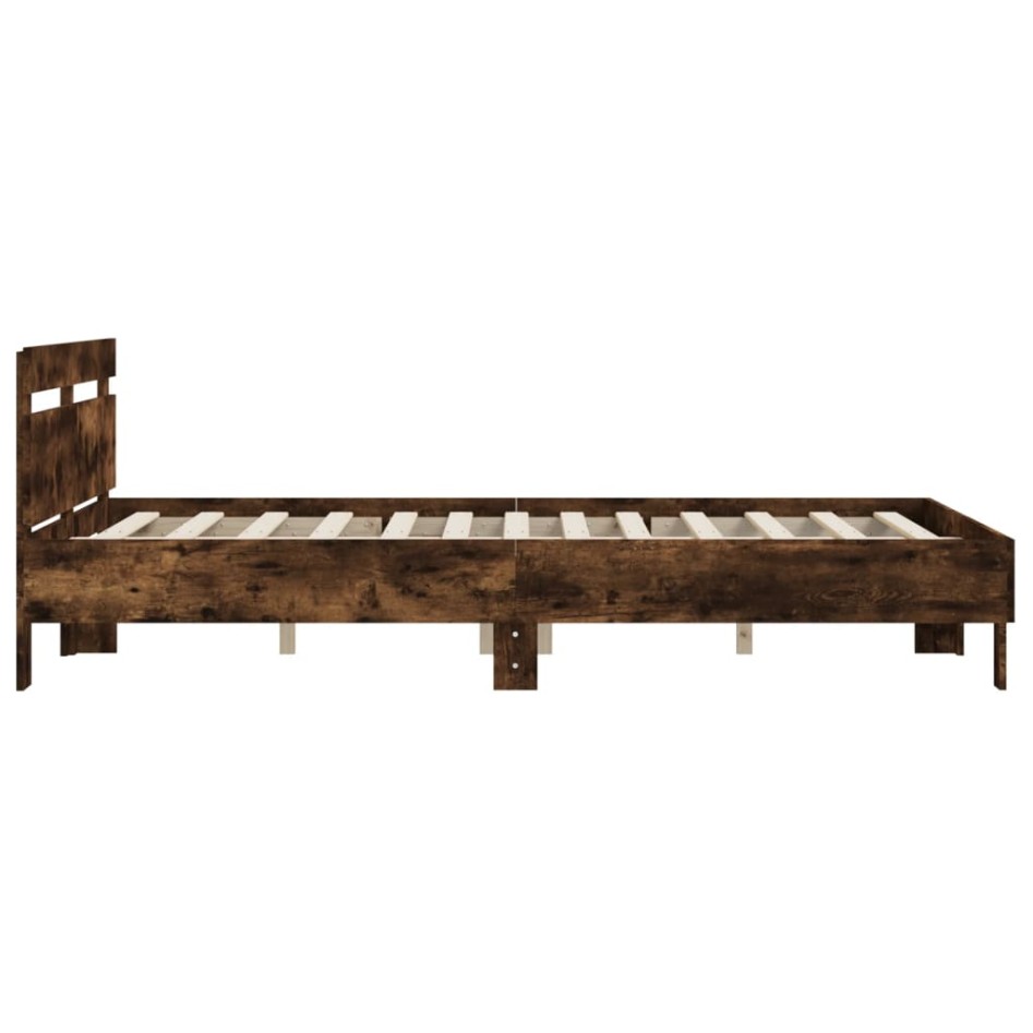 Cama con cabecero madera de ingeniería roble ahumado 140x190