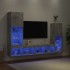Muebles TV pared con LED 4 pzas madera ingeniería gris