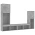 Muebles TV pared con LED 4 pzas madera ingeniería gris