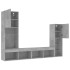 Muebles TV pared con LED 4 pzas madera ingeniería gris